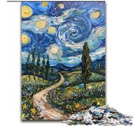Puzzle da 1000 pezzi per adolescenti Notte stellata di Van Gogh, giochi, giocattoli, regali unici per compleanni e regali per bambini dai 14 anni in su (dimensioni 50x75cm)