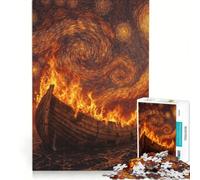 Puzzle da 1000 pezzi per adolescenti Notte stellata Inferno︰ L'arca in fiamme giocattolo decorativo da parete regalo di compleanno per rafforzare l'amore tra le coppie 38x52cm