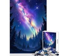 Puzzle da 1000 pezzi per adolescenti Notte stellata nella foresta buia Cielo notturno Vista cosmica Puzzle da 1000 pezzi Giocattolo educativo Regalo di Babbo Natale segreto per donne (38x26cm)