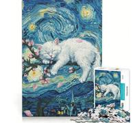 Puzzle da 1000 pezzi per adolescenti "Notte stellata - Pisolo del gatto" gioco educativo rilassante e stimolante sfida unica 38x26cm