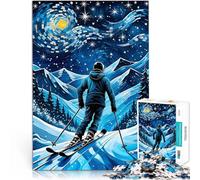 Puzzle da 1000 pezzi per adolescenti Notte stellata sugli sci Per il divertimento in famiglia Migliorare l'amore tra le coppie 70x100cm