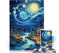 Puzzle da 1000 pezzi per adolescenti Notte stellata van gogh Riduzione dello stress interessante offerte come regali per tutta la famiglia 75x50cm