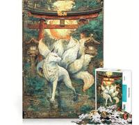 Puzzle da 1000 pezzi per adolescenti Nove code sotto il torii al tramonto giocattolo decorativo da parete regalo di compleanno per rafforzare l'amore tra le coppie 38x26cm