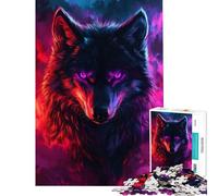 Puzzle da 1000 pezzi per adolescenti occhi di lupo al neon giocattolo per ragazzi decorazione da parete regalo per amici e familiari per migliorare la memoria (dimensioni 50x75cm)