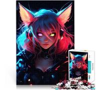 Puzzle da 1000 pezzi per adolescenti Occhio neon blu rosa di Catgirl Giochi divertenti Attività divertenti a casa, regali di compleanno, regali di viaggio, 52x38cm