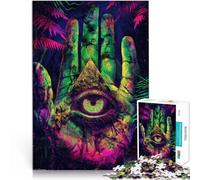 Puzzle da 1000 pezzi per adolescenti Occhio onniveggente psichedelico Gioco intellettuale con pezzi completamente interconnessi di forma casuale 38x26cm