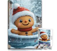 Puzzle da 1000 pezzi per adolescenti,omino di pan di zenzero nella vasca di neve,Natale,per bambini,rilassante,per il tempo libero,preciso,ad incastro,giocattolo di precisione,dimensioni 38x26cm