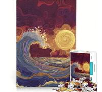 Puzzle da 1000 pezzi per adolescenti onde che si baciano al tramonto giochi per famiglie sfida da completare regalo per amici e parenti 38x26cm