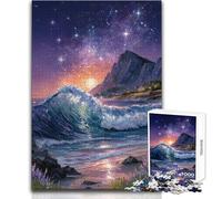 Puzzle da 1000 pezzi per adolescenti "Onde dell'oceano sotto un cielo stellato" Gioco per famiglie difficile, adatto a partire dai 14 anni (dimensioni 38x52cm)