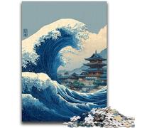 Puzzle da 1000 pezzi per adolescenti "Onde giapponesi": difficile da completare ma divertente e umoristico, regalo di compleanno, regali, decorazione da parete 26x38cm