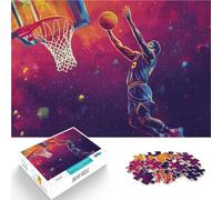 Puzzle da 1000 pezzi per adolescenti Opera d'arte di schiacciata di basket Antistress Sfida difficile con poster abbinato e foglio di quiz 38x26cm