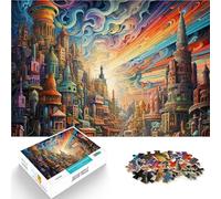 Puzzle da 1000 pezzi per adolescenti Opera d'arte psichedelica della città Antistress Sfida difficile Regalo di compleanno, regali, arte murale 52x38cm
