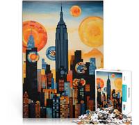 Puzzle da 1000 pezzi per adolescenti Opera d'arte sullo skyline della città Rompicapo con pezzi completamente interconnessi di forma casuale 75x50cm