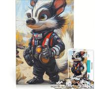 Puzzle da 1000 pezzi per adolescenti opossum pilota di auto da corsa giocattolo antistress divertente attività da fare a casa ideale come regalo 38x52cm