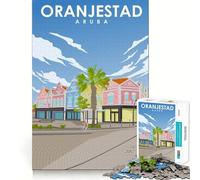 Puzzle da 1000 pezzi per adolescenti Oranjestad Aruba Cityscape Travel Poster Clean Edge Game Focus Game Gift Idle Play Game Christmas Wall Art (38x52cm)