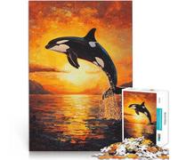 Puzzle da 1000 pezzi per adolescenti orca al tramonto Difficile da completare ma divertente e umoristico Regali di Babbo Natale segreto 70x100cm