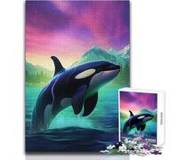 Puzzle da 1000 pezzi per adolescenti Orca, balena assassina, rompicapo nordico, giochi per famiglie, idee regalo per la casa, dimensioni 38x52cm