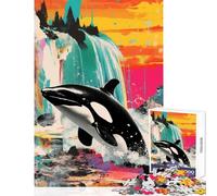 Puzzle da 1000 pezzi per adolescenti orca balena collage giocattolo decorazione da parete opera d'arte regalo giochi rilassanti con pezzi completamente interconnessi di forma casuale 38x52cm