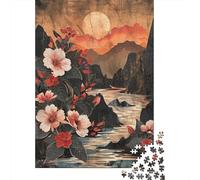 Puzzle Da 1000 Pezzi Per Adolescenti Oriental Landscape with Flowers Puzzle Per Adolescenti Giocattoli Fai Da Te Analisi E Logica Per Compleanno, Natale 38x26cm/1000pcs