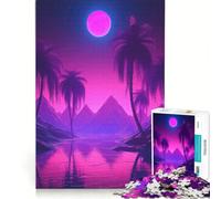 Puzzle da 1000 pezzi per adolescenti "Orizzonti Synthwave da sogno", gioco pratico, di analisi e logica, adatto come decorazione da scrivania 38x52cm