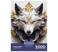 Puzzle da 1000 pezzi per adolescenti, ornamento con testa di lupo bianco, per adolescenti, gioco di pensiero, allenamento della memoria, divertimento per la casa, 52 x 38 cm/1000 pezzi