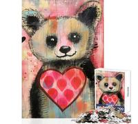 Puzzle da 1000 pezzi per adolescenti orsetto panda di San Valentino con cuore giocattoli antistress fantastici regali e giocattoli gioco rompicapo allena il tuo cervello e le tue mani 50x75cm
