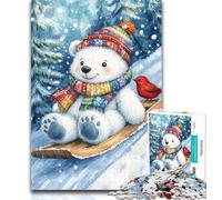 Puzzle da 1000 pezzi per adolescenti, orso bianco che scia, 1000 pezzi, giocattoli per l'intrattenimento della famiglia, ideali come regalo per tutta la famiglia, 26x38cm