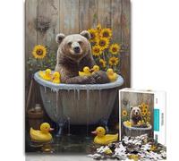Puzzle da 1000 pezzi per adolescenti Orso bruno nel water, giocattoli, giochi educativi, antistress, regali unici per compleanni e compleanni 50x75cm