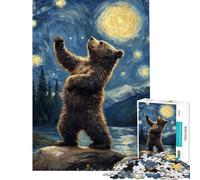 Puzzle da 1000 pezzi per adolescenti orso che guarda le stelle puzzle per adulti giochi rilassanti che migliorano la memoria difficili e stimolanti (dimensioni 38x26cm)