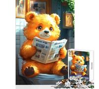 Puzzle da 1000 pezzi per adolescenti Orso che legge il giornale sul water Divertenti giocattoli per la decorazione della casa Ottimi regali e giocattoli per gioco educativo Interessante riduzione