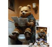 Puzzle da 1000 pezzi per adolescenti orso che legge sul water giocattoli per la decorazione della casa fantastici regali e giocattoli gioco per famiglie interazione genitore-figlio dimensioni 38x26cm