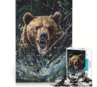 Puzzle da 1000 pezzi per adolescenti: orso che si fa strada tra i rami del sottobosco, gioco educativo, allena la mente e le mani, collezione d'artista, belle arti 38x52cm