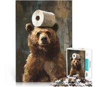 Puzzle da 1000 pezzi per adolescenti Orso con carta igienica Vacanza a casa: uccidere il tempo Giocattoli per la decorazione della casa 52x38cm