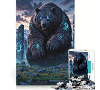 Puzzle da 1000 pezzi per adolescenti, Orso dalle rune antiche, Guardiano delle pietre mistiche, gioco rilassante, stimolante da completare, per rafforzare l'amore tra le coppie 38x26cm