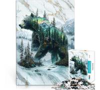 Puzzle da 1000 pezzi per adolescenti Orso delle Montagne Nebbiose Gioco di famiglia antistress sfida difficile per la decorazione della casa 38x26cm
