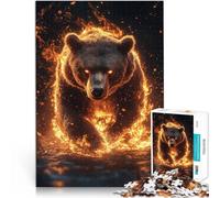 Puzzle da 1000 pezzi per adolescenti Orso di fuoco Difficile da completare ma divertente e umoristico Lista dei desideri con Babbo Natale 75x50cm