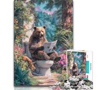 Puzzle da 1000 pezzi per adolescenti orso grizzly sul water per gioco educativo giocattolo decorazione unica per la casa e regali 75x50cm