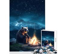 Puzzle da 1000 pezzi per adolescenti orso grizzly triste giocattolo educativo regali di compleanno gioco pratico con poster abbinato e foglio di quiz dimensioni 50x75cm