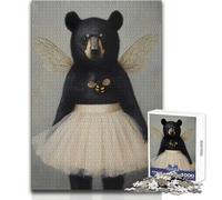 Puzzle da 1000 pezzi per adolescenti, orso nero con ali, giocattolo, gioco intellettuale, vacanze, ammazzare il tempo, regali di Babbo Natale segreto, dimensioni 38x52cm