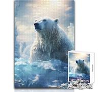 Puzzle da 1000 pezzi per adolescenti Orso polare nel mondo di ghiaccio Ideale passatempo tranquillo al chiuso Giocattolo di precisione superiore Dimensioni 38x52cm