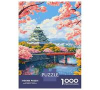 Puzzle Da 1000 Pezzi Per Adolescenti Osaka Castle with Cherry Blossoms Puzzle Per Adulti Giochi Rilassanti Vacanza A Casa Passatempo Impegnativo Da Completare 38x26cm/1000pcs