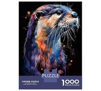 Puzzle Da 1000 Pezzi Per Adolescenti Otter Watercolor Puzzle Per Adulti Giocattolo Decorazione Da Parete Taglio Di Precisione Sfida Educativa 52x38cm/1000pcs