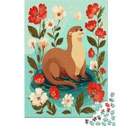 Puzzle Da 1000 Pezzi Per Adolescenti Otter with Flowers Puzzle Antistress Giocattoli Regalo Per Donne È Ideale Come Regalo 70x50cm/1000pcs