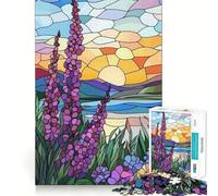 Puzzle da 1000 pezzi per adolescenti, paesaggio al tramonto con fiori, bordi netti, gioco rompicapo cognitivo, gioco di ozio, regalo di Natale (38x52cm)