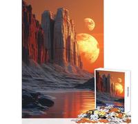 Puzzle da 1000 pezzi per adolescenti paesaggio alieno con montagne e lune giocattoli per la decorazione della casa fantastici regali e giocattoli gioco per famiglie interazione genitore-figlio 38x26cm