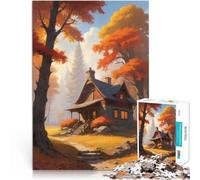 Puzzle da 1000 pezzi per adolescenti Paesaggio anime lo-fi di un cottage autunnale Taglio di precisione Giocattoli per la decorazione della casa 38x26cm