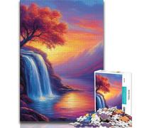Puzzle da 1000 pezzi per adolescenti Paesaggio autunnale con cascata Puzzle da 1000 pezzi, per gioco educativo Sfida Giocattolo Offerta come regalo per tutta la famiglia (dimensioni 38x26cm)