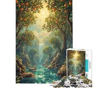 Puzzle da 1000 pezzi per adolescenti paesaggio con cascata e aranceto puzzle per adulti gioco rilassante sfida impegnativa compleanno e Natale (dimensioni 50x75cm)