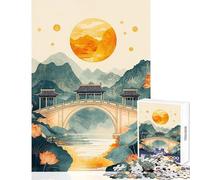 Puzzle da 1000 pezzi per adolescenti paesaggio con ponte cinese giocattolo educativo ottimi regali e giocattoli giochi rilassanti attività divertenti a casa dimensioni 50x75cm