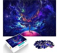 Puzzle da 1000 pezzi per adolescenti Paesaggio cosmico con uomo e cane Analisi e logica Attività divertenti a casa, regali di compleanno, regali di viaggio, 38x26cm